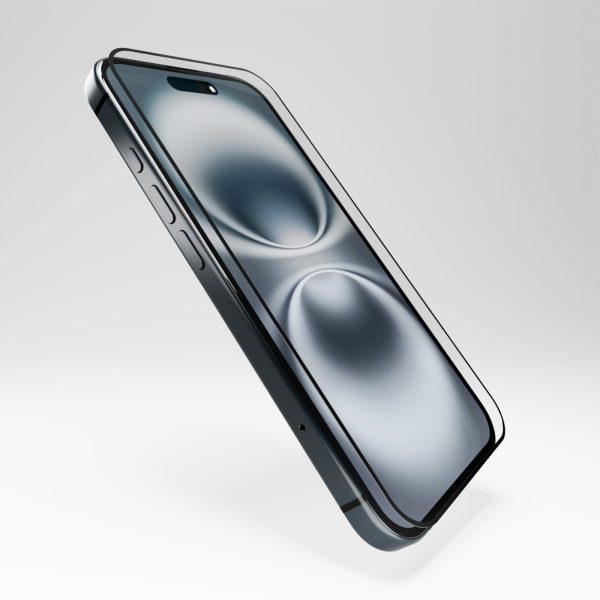 Hibrīda stikls ar melnu rāmi iPhone 16 Plus / iPhone 15 Pro Max / iPhone 15 Plus elastīgajam stiklam D3O