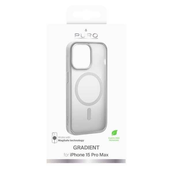 iPhone 15 Pro Max silikona maciņš ar gradientu MagSafe — srebrne