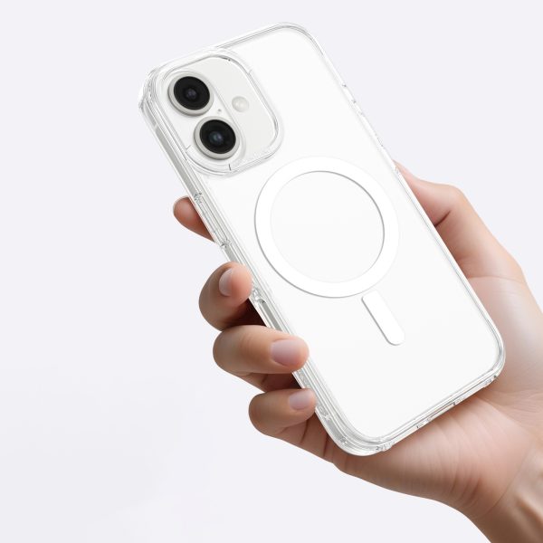 Silikona maciņš ar magnētisku gredzenu iPhone 16 - caurspīdīgs