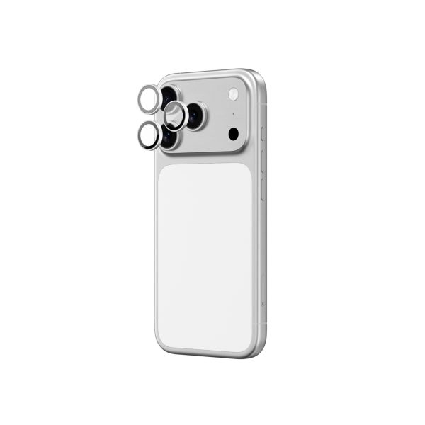 iPhone 17 Pro / Pro Max kameras stikls ar sudraba alumīnija rāmi un objektīva stiklu