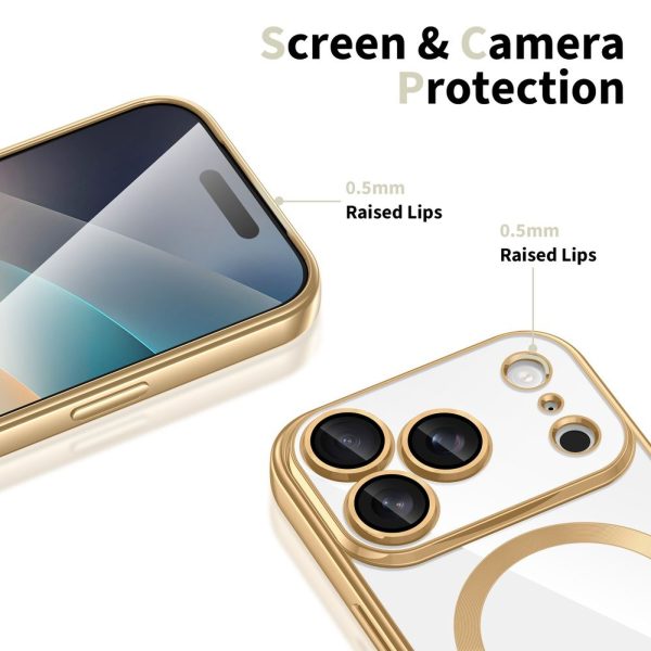 iPhone 17 Pro MagFlex MagSafe vāciņš — caurspīdīgs zelta krāsā