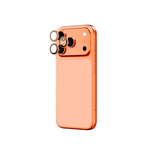 iPhone 17 Pro / Pro Max kameras stikls ar objektīva stiklu - oranžu rāmi