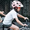 Jauniešu velosipēda ķivere ar noņemamu vizieri 54-58 cm - rozā