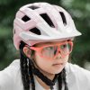 Jauniešu velosipēda ķivere ar noņemamu vizieri 54-58 cm - rozā
