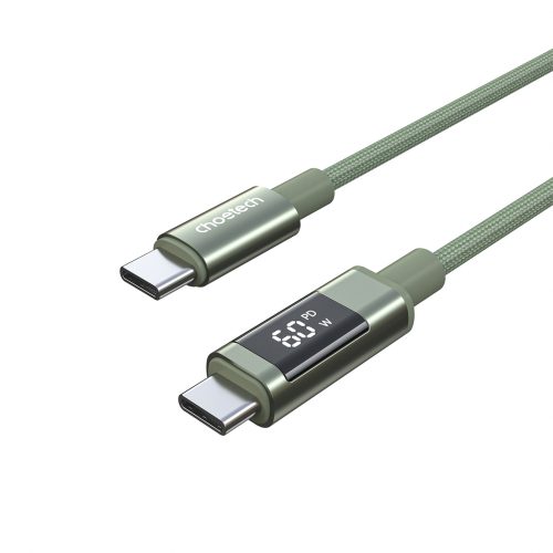 USB-C kabelis ar displeju PD 60W 1.2m - zaļš