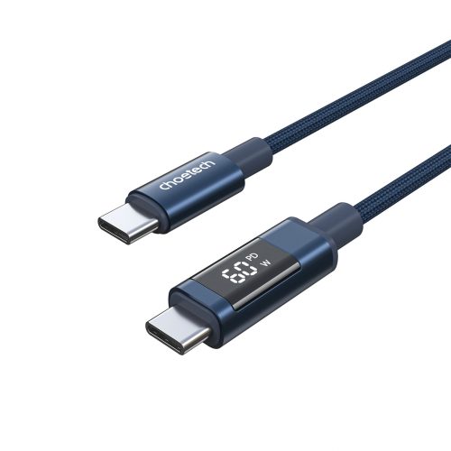 USB-C kabelis ar displeju PD 60W 1.2m - zils
