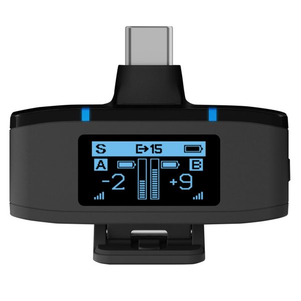 Bezvadu mikrofonu komplekts ar uzlādes maciņu 8 GB 2,4 GHz USB-C