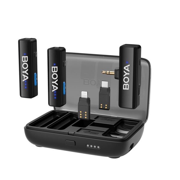 Bezvadu mikrofonu komplekts ar korpusu 1000mAh 2.4GHz USB-C