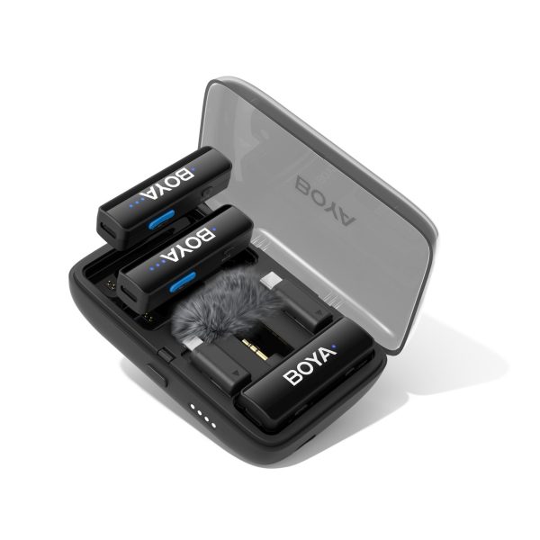 Bezvadu mikrofonu komplekts ar korpusu 1000mAh 2.4GHz USB-C