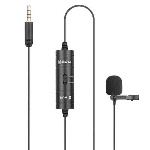 Vadu piespraužams mikrofons viedtālruņiem, kamerām, 3,5" TRRS - melns