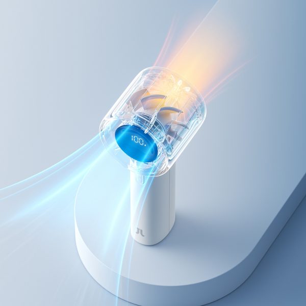 Mini portatīvais ventilators 5000mAh LED - pelēks
