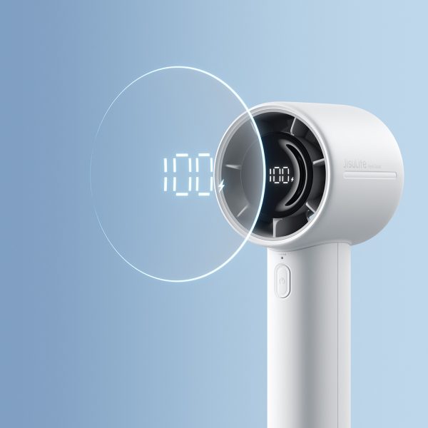 Mini portatīvais ventilators 5000mAh LED - pelēks