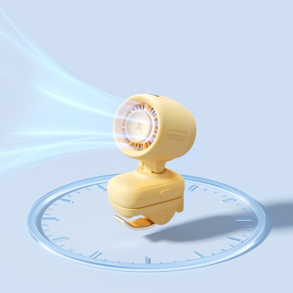 Mini ratiņu ventilators ar metāla klipsi 5000mAh - dzeltens