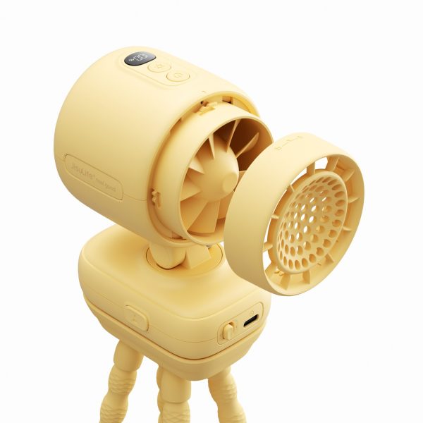 Mini ratiņu ventilators ar elastīgu statīvu 5000mAh - dzeltens