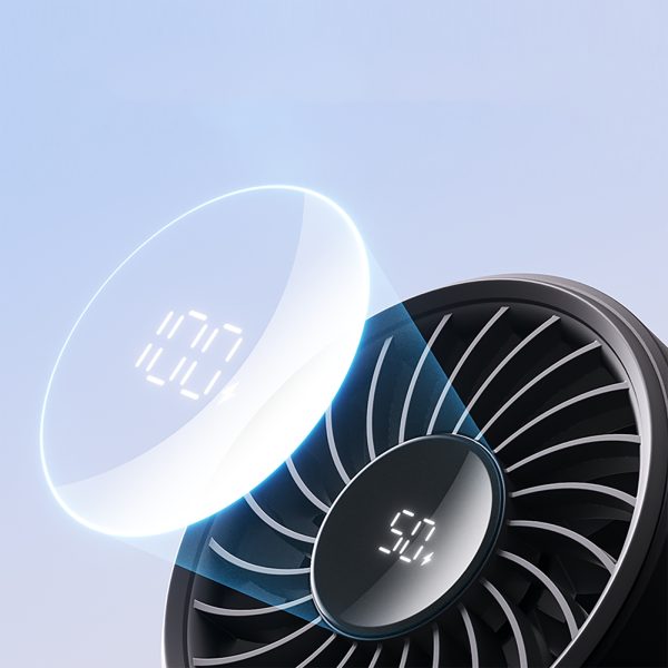 Mini ventilators ar portatīvo ventilatoru, 5 ātrumi, 3600mAh, USB-C, melns