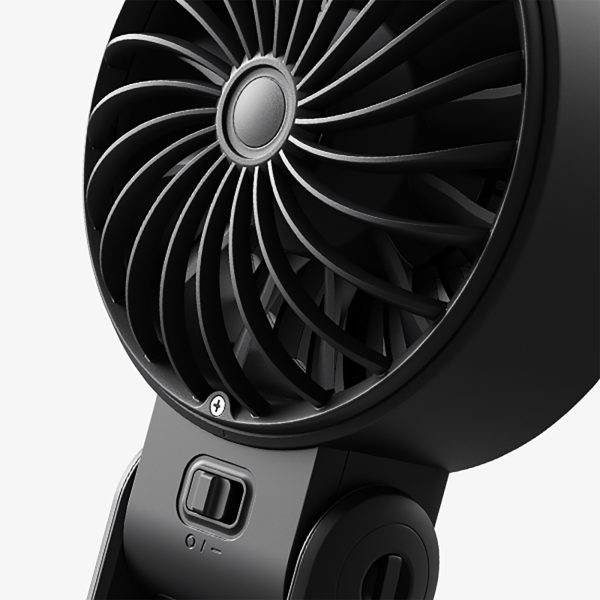 Mini ventilators ar portatīvo ventilatoru, 5 ātrumi, 3600mAh, USB-C, melns