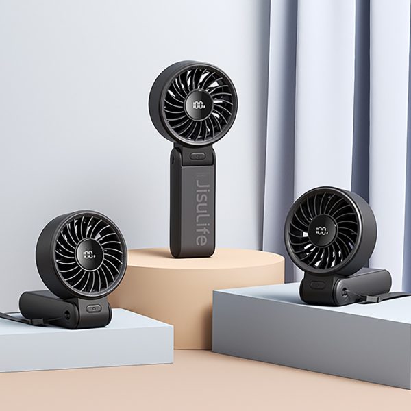 Mini ventilators ar portatīvo ventilatoru, 5 ātrumi, 3600mAh, USB-C, melns