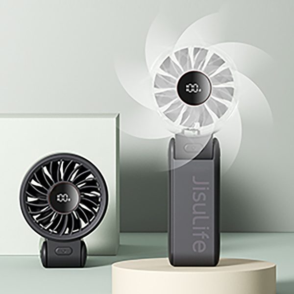 Mini ventilators ar portatīvo ventilatoru, 5 ātrumi, 3600mAh, USB-C, melns