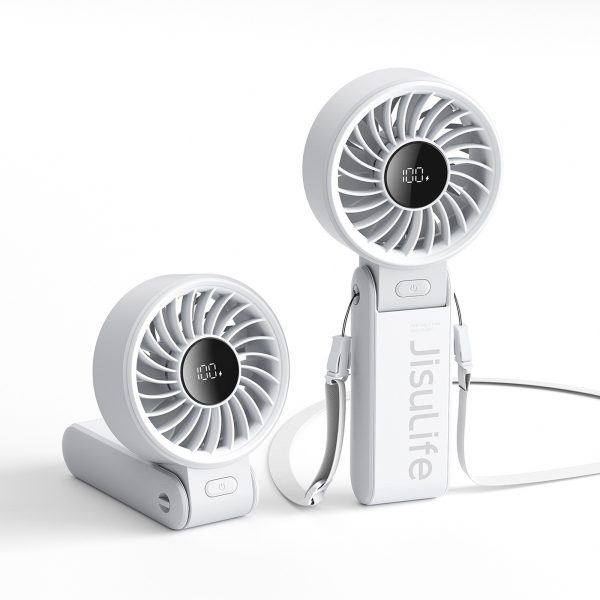 1034071-2-mini-wiatrak-przenosny-5-predkosci-3600-szary-jisulife-hurtownia-dropshipping.jpg Mini ventilators ar portatīvo ventilatoru, 5 ātrumi, 3600mAh, USB-C, pelēks