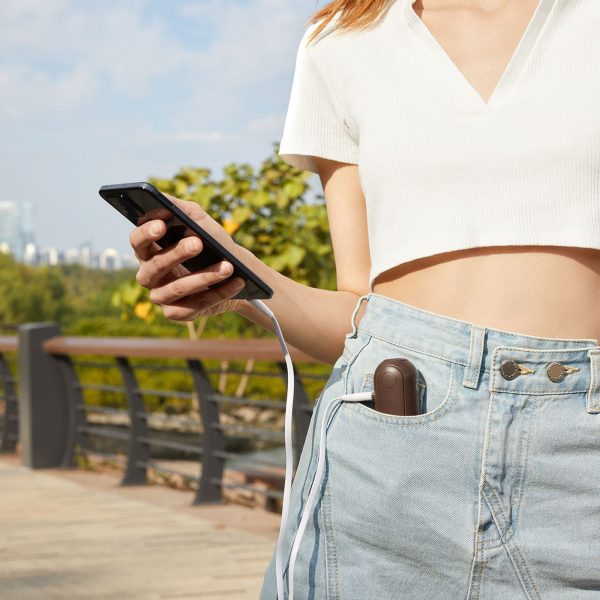 Mini portatīvais ventilators ar power bank funkciju un lukturīti, salokāms, 4500mAh USB-C - brūns