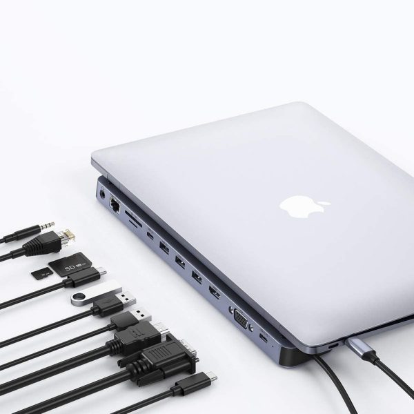 1016602-3-stacja-dokujaca-adapter-hub-usb-c-11-choetech-hurtownia-sklep.jpg Dokstacijas adaptera centrmezgls USB C tips 11in1 100W PD pelēks