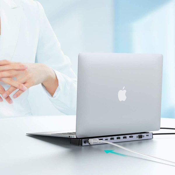 1016602-5-stacja-dokujaca-adapter-hub-usb-c-11-choetech-hurtownia-sklep.jpg Dokstacijas adaptera centrmezgls USB C tips 11in1 100W PD pelēks