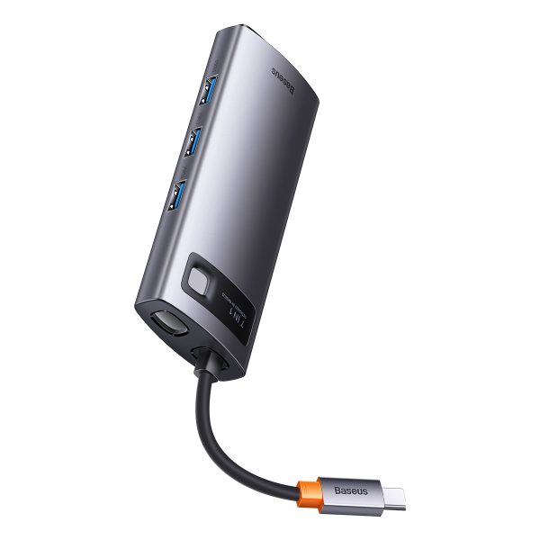 1018476-4-stacja-dokujaca-hub-7w1-usb-c-1hdmi-1v-baseus-hurtownia-sklep.jpg HUB 7in1 dokstacija USB-C 1xHDMI 1xVGA 3xUSB 3.2 1xPower Delivery RJ-45 Ethernet Pelēks