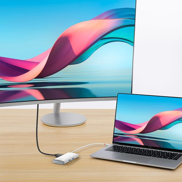 Daudzfunkcionāls centrmezgls Lite sērija USB-C 2x USB PD HDMI SD/TF balts