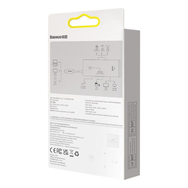 Daudzfunkcionāls centrmezgls Lite sērija USB-C 2x USB PD HDMI SD/TF balts