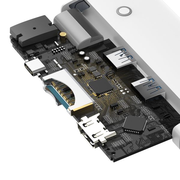 Daudzfunkcionāls centrmezgls Lite sērija USB-C 2x USB PD HDMI SD/TF balts