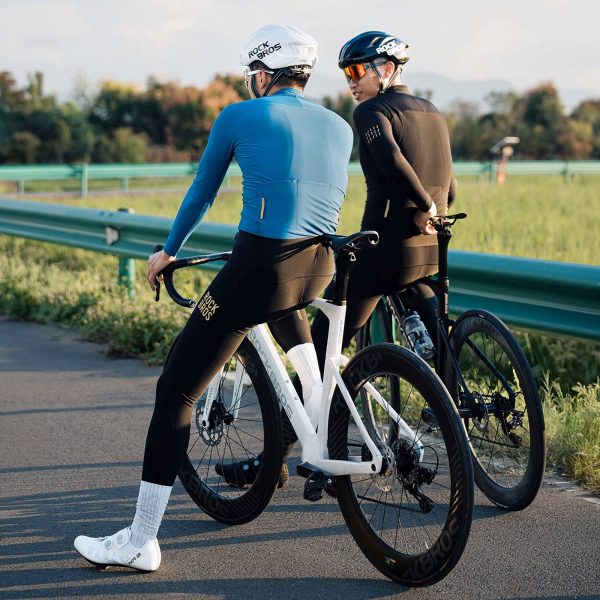 Garas flīsa riteņbraukšanas bikses ar priekšautu un polsterējumu, M izmērs - melnas