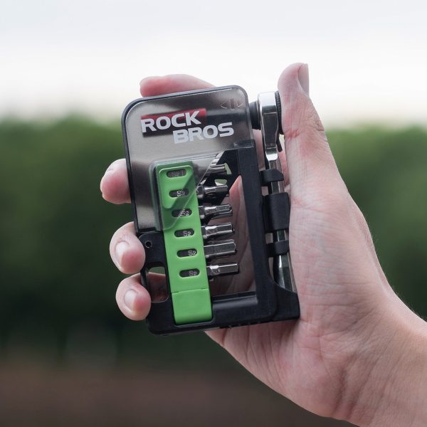 Velosipēda daudzfunkcionālo instrumentu komplekts ar mini sprūdrata atslēgu un uzgaļiem