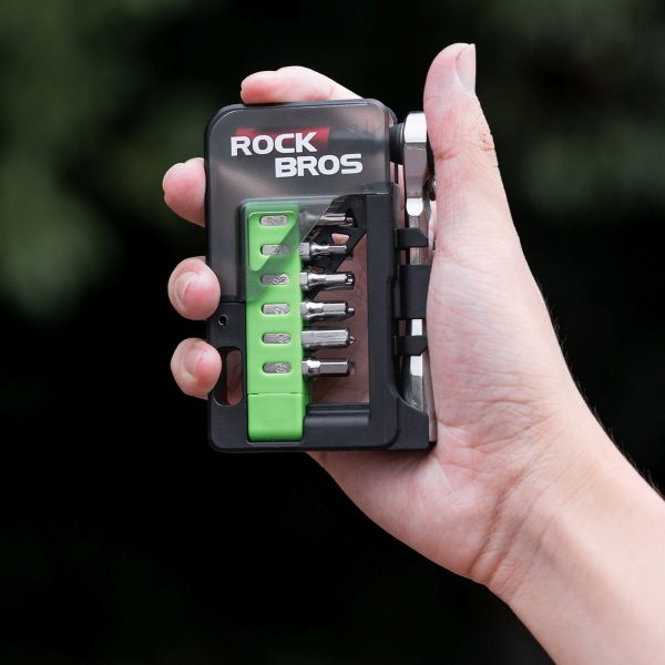 Velosipēda daudzfunkcionālo instrumentu komplekts ar mini sprūdrata atslēgu un uzgaļiem