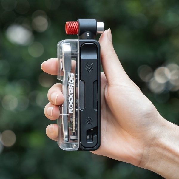 Velosipēda daudzfunkcionālais instrumentu komplekts ar CO2 sūkni un sprūdrata atslēgu
