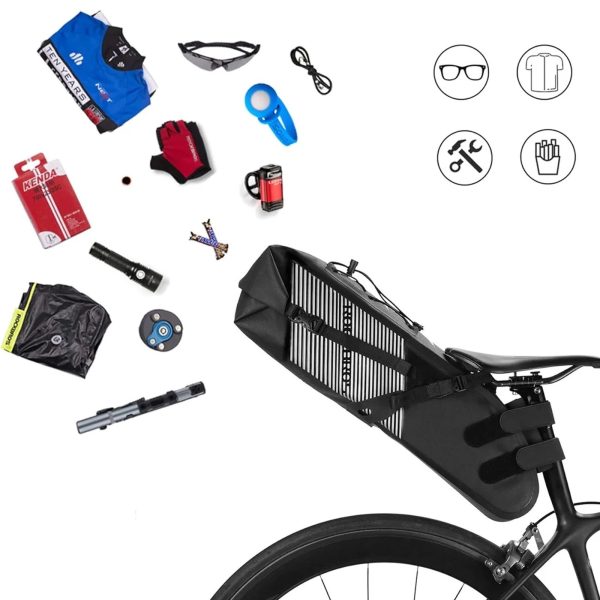 Ūdensizturīga velosipēda seglu soma 10L - melna