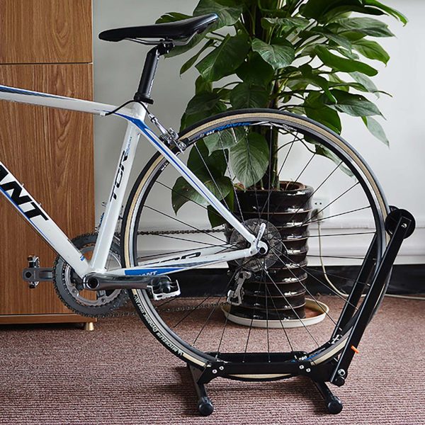 Salokāms velosipēda statīvs 24–27,5 collu priekšējam vai aizmugurējam ritenim un 700C — melns