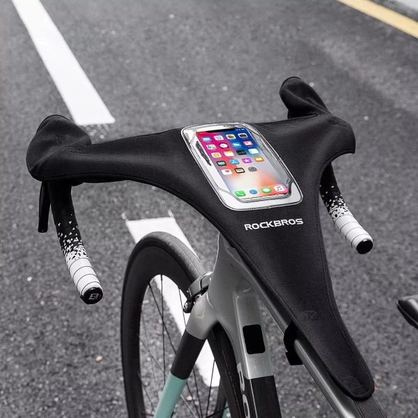 Velosipēda sviedru pārvalks ar kabatu un tālruņa lodziņu - melns