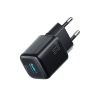 33 W USB-A USB-C sienas lādētājs ar 60 W USB-C uz USB-C 1 m kabeli - melns