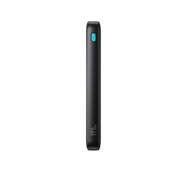 Powerbank 10000mAh 22.5W USB-A USB-C ar digitālo displeju - melns