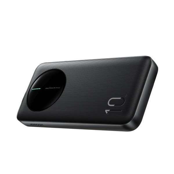 Powerbank 10000mAh 22.5W USB-A USB-C ar digitālo displeju - melns