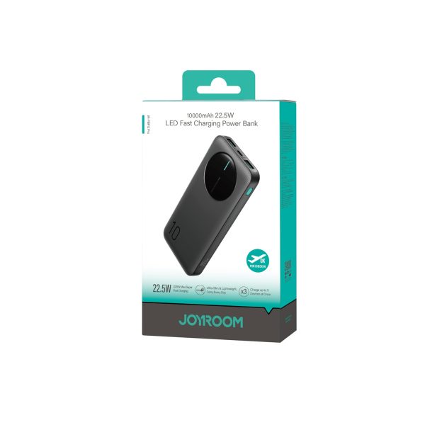 Powerbank 10000mAh 22.5W USB-A USB-C ar digitālo displeju - melns