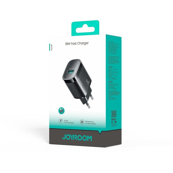 18 W USB-A sienas lādētājs ar 1 m USB-A - USB-C kabeli - melns