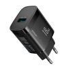 18 W USB-A sienas lādētājs ar 1 m USB-A - USB-C kabeli - melns