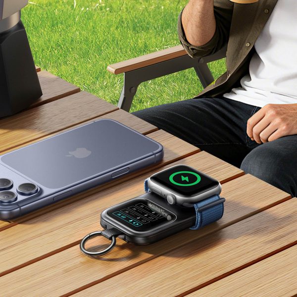 5000mAh Powerbank ar 5W bezvadu uzlādi pulksteņiem - melns
