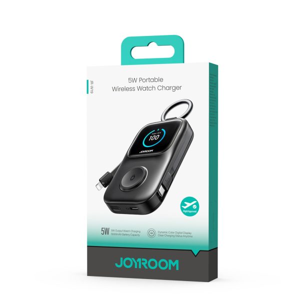 5000mAh Powerbank ar 5W bezvadu uzlādi pulksteņiem - melns