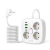 Strāvas pagarinātājs 3 ligzdas 2x USB-A 2x USB-C 200 cm - balts