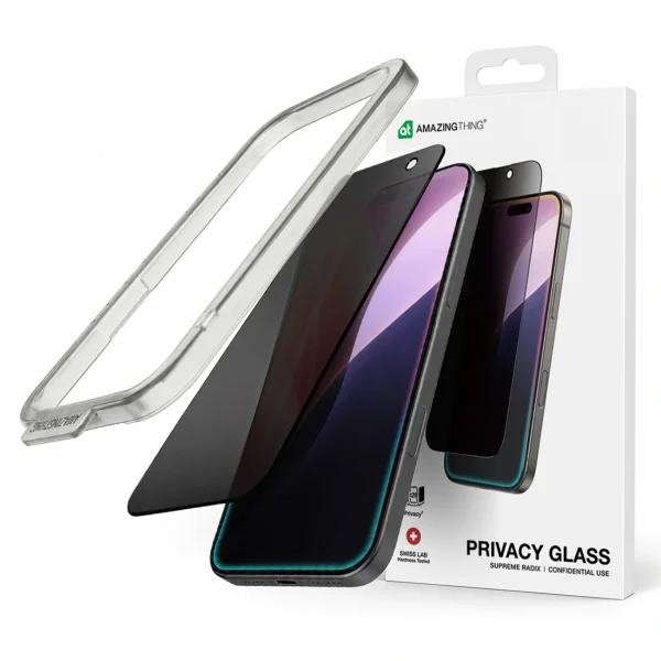 iPhone 16 Pro Max Titan privātuma rūdīta stikla privātuma aizsargslānis