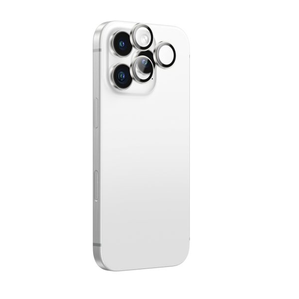 Rūdīts stikls ar kameras objektīva rāmi iPhone 16 Pro / 16 Pro Max - sudrabs