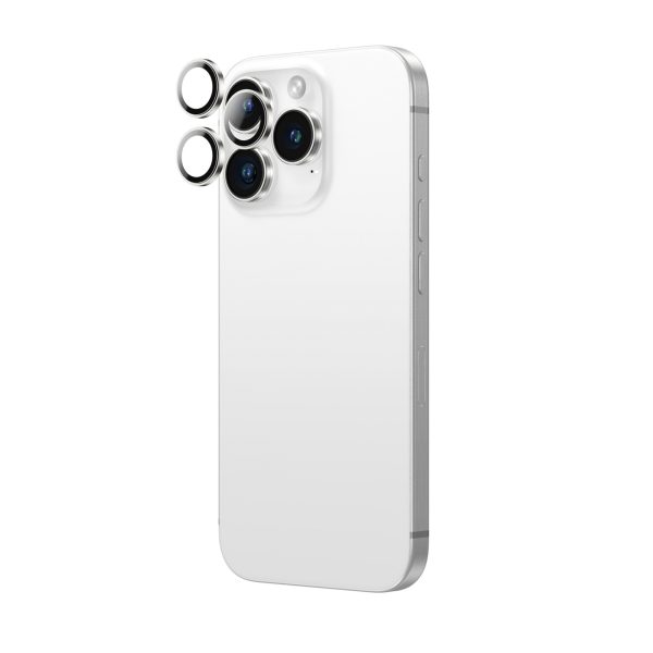 Rūdīts stikls ar kameras objektīva rāmi iPhone 16 Pro / 16 Pro Max - sudrabs