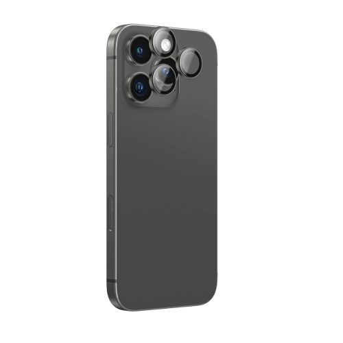 Rūdīts stikls ar kameras objektīva rāmi iPhone 16 Pro / 16 Pro Max - melns